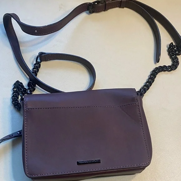 Rebecca Minkoff Plum Leather Mini Crossbody Bag with Gunmetal Hardware - Picture 4 of 6